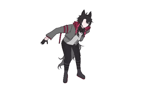 Cartoon Person with Tail Standing on One Leg