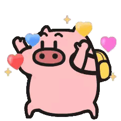 Cartoon Pig Holding Heart and Coin