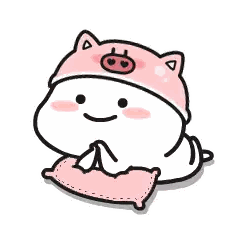 Cartoon Pig in Pig Hat Laying on Pillow