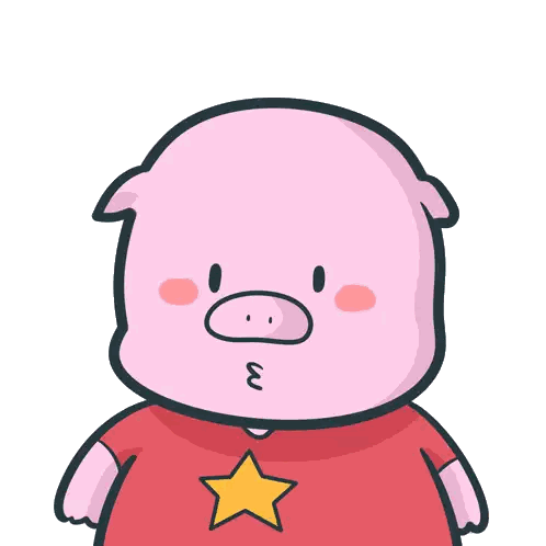 Cartoon Pig in Red Shirt with Star