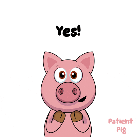Cartoon Pig Says Yes and Patient Pig