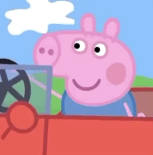 Cartoon Pig Sitting In Red Car GIF