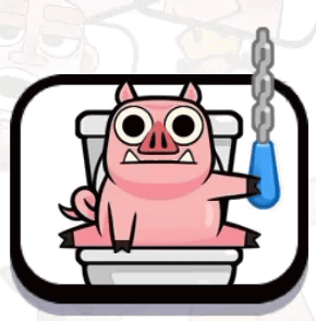 Cartoon Pig Sitting On Toilet With Chain Around Neck GIF