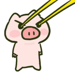 Cartoon Pig with Chopsticks in Eyes