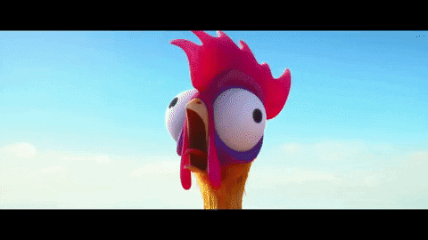 Cartoon Pink Feathered Chicken With Big Eyes