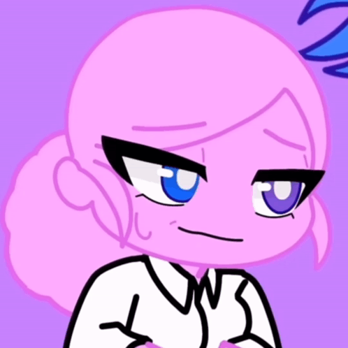 Cartoon Pink Hair Blue Eyes Making Funny Face