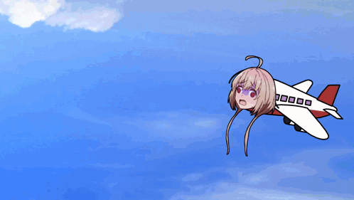 Cartoon Plane With Girl's Head