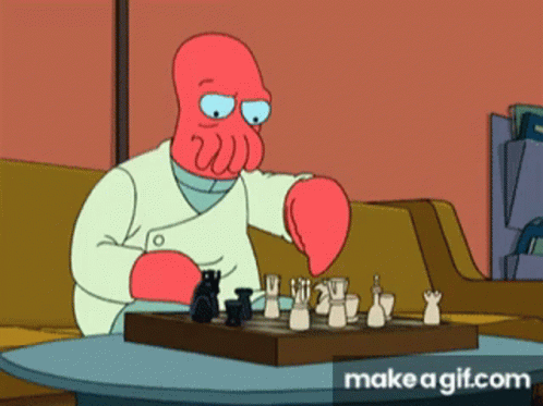 Cartoon Playing Chess