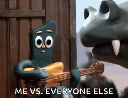 Cartoon Playing Guitar Saying Me Vs Everyone Else