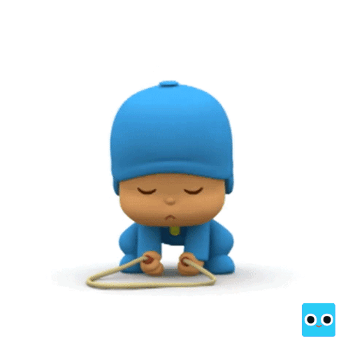 Cartoon Playing With Rope Eyes Closed