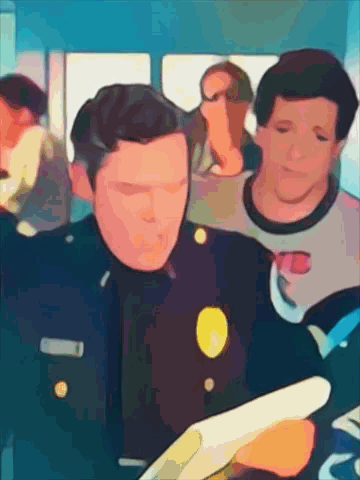 Cartoon Police Officer Looking at Paper