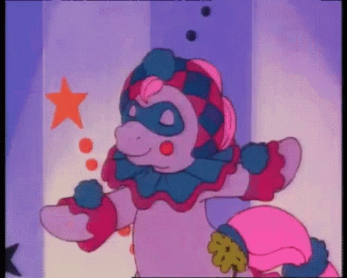 Cartoon Pony Dressed As Clown Dancing GIF