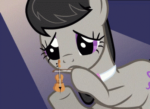 Cartoon Pony Holding Violin In Mouth GIF