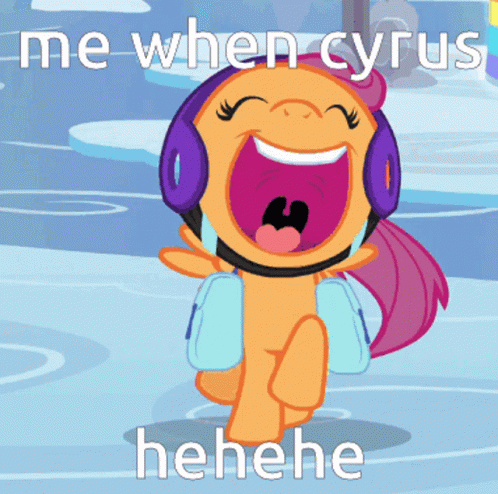 Cartoon Pony Laughing and Saying Me When Cyrus