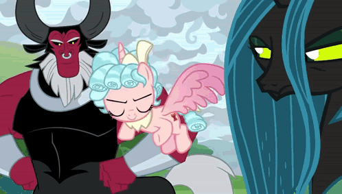 Cartoon Pony Sleeping Next to Demon
