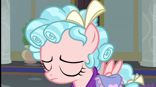 Cartoon Pony With Blue Hair and Bow