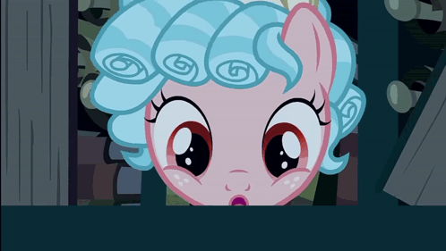 Cartoon Pony With Blue Hair Surprised