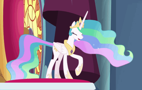 Cartoon Pony With Crown and Long Mane