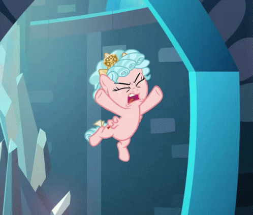 Cartoon Pony With Crown in Front of Blue Crystal