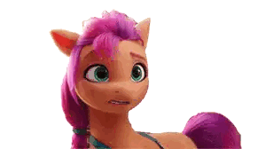 Cartoon Pony with Pink Hair and Green Eyes