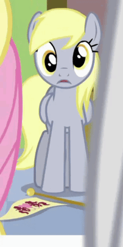 Cartoon Pony With Yellow Mane Next to Banner Saying A