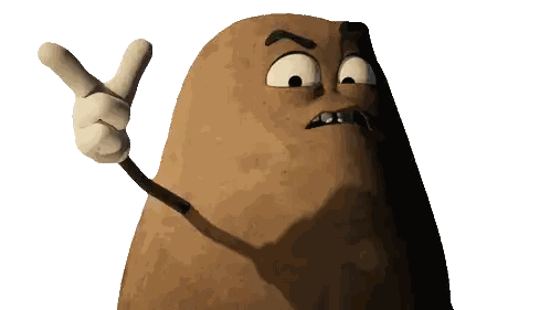 Cartoon Potato Making Peace Sign
