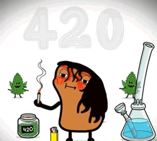 Cartoon Potato Smoking Cigarette 420