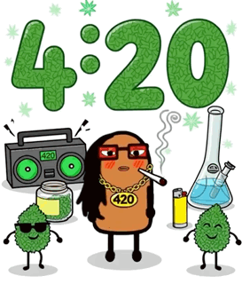 Cartoon Potato Smoking Cigarette With 420 Sticker