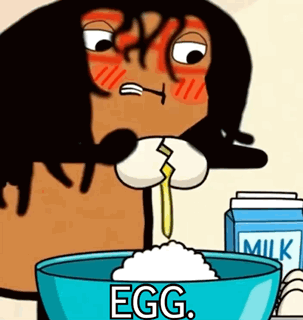 Cartoon Pouring Eggs Into Bowl Labeled Egg