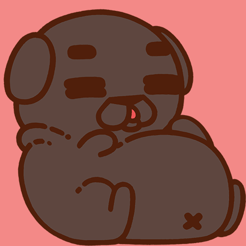 Cartoon Pug Lying Down with Eyes Closed