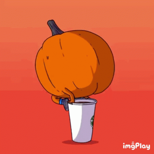 Cartoon Pumpkin Holding Starbucks Cup