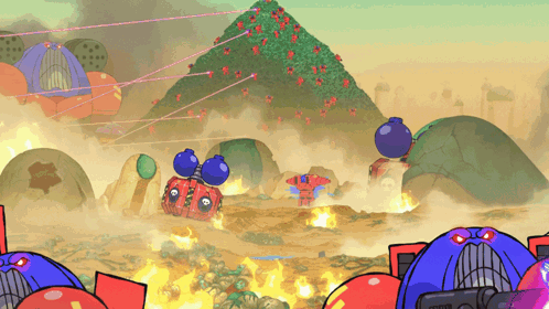 Cartoon Pyramid and Bombs