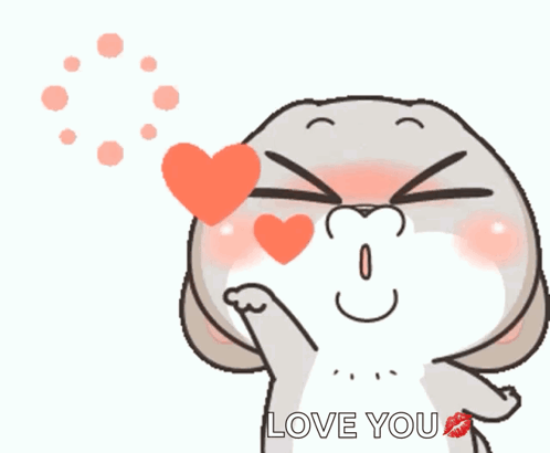 Cartoon Rabbit Blowing A Kiss Love You GIF