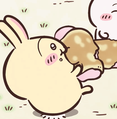 Cartoon Rabbit Eating Cake