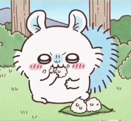 Cartoon Rabbit Eating Rice Balls GIF
