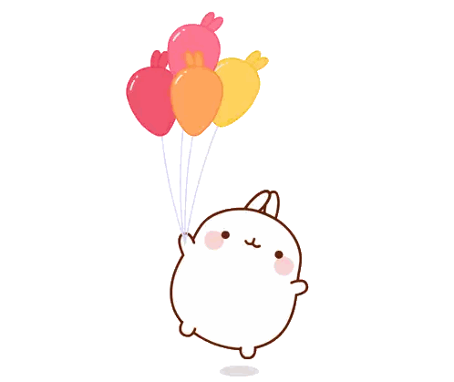 Cartoon Rabbit Holding Balloons