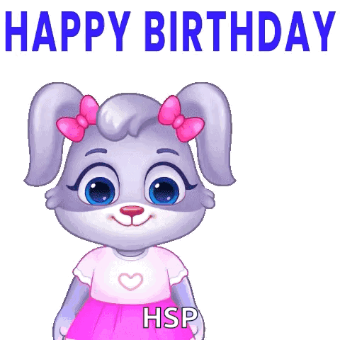 Cartoon Rabbit Holding Flowers Happy Birthday