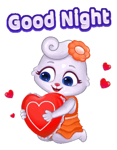 Cartoon Rabbit Holding Heart Good Night