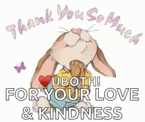 Cartoon Rabbit Holding Heart Thank You