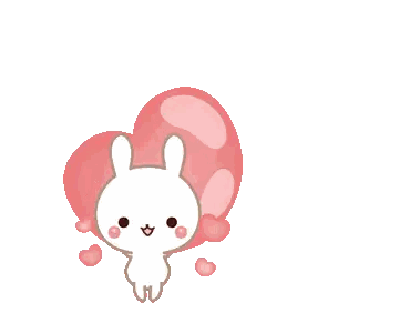 Cartoon Rabbit Holding Pink Heart Balloon