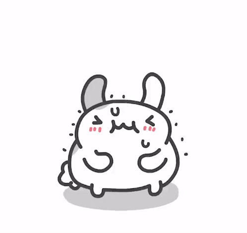 Cartoon Rabbit Holding Red Heart on Head
