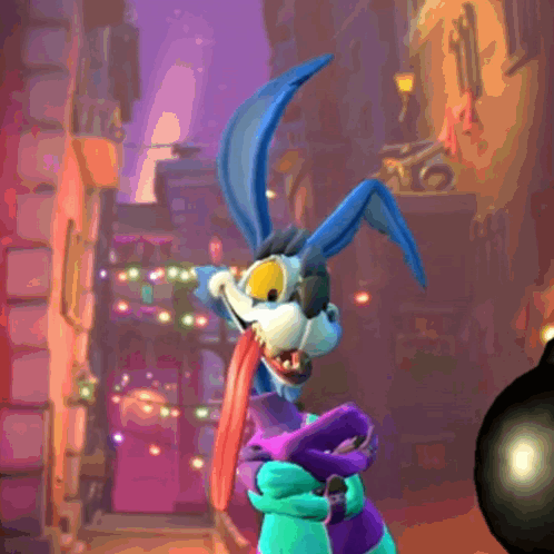 Cartoon Rabbit Holding Red Object