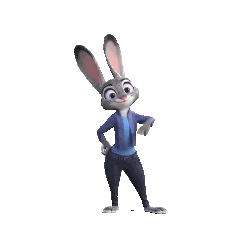 Cartoon Rabbit in Blue Jacket and Blue Jeans