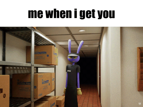 Cartoon Rabbit In Hallway Saying Me When I Get You GIF