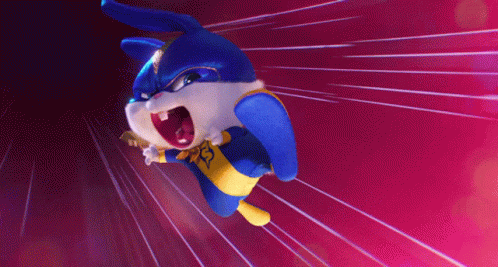 Cartoon Rabbit In Superhero Costume GIF