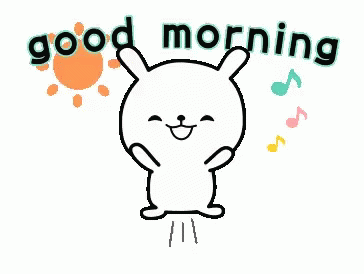 Cartoon Rabbit Jumping Saying Good Morning