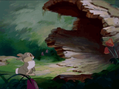 Cartoon Rabbit Looking at Cave