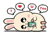 Cartoon Rabbit Lying Back I Love You Too