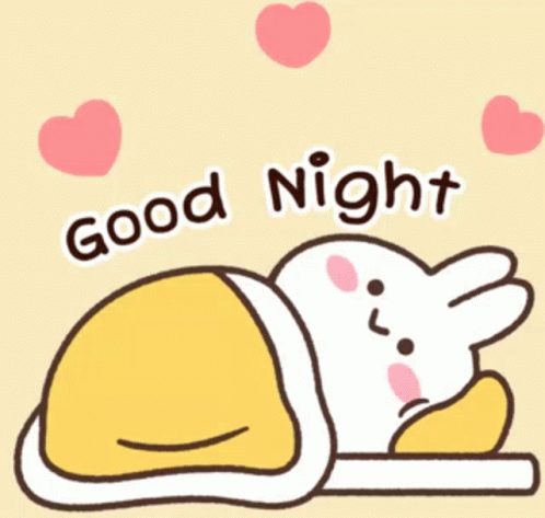 Cartoon Rabbit Lying on Bed With Hearts