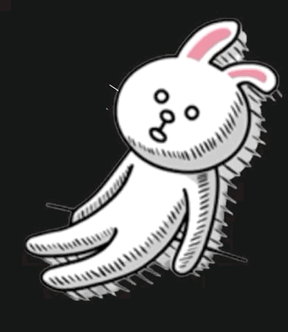Cartoon Rabbit Lying with Brush